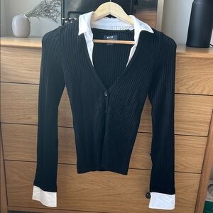 NWOT. Anthropologie Maeve Black Cardigan with White Accents